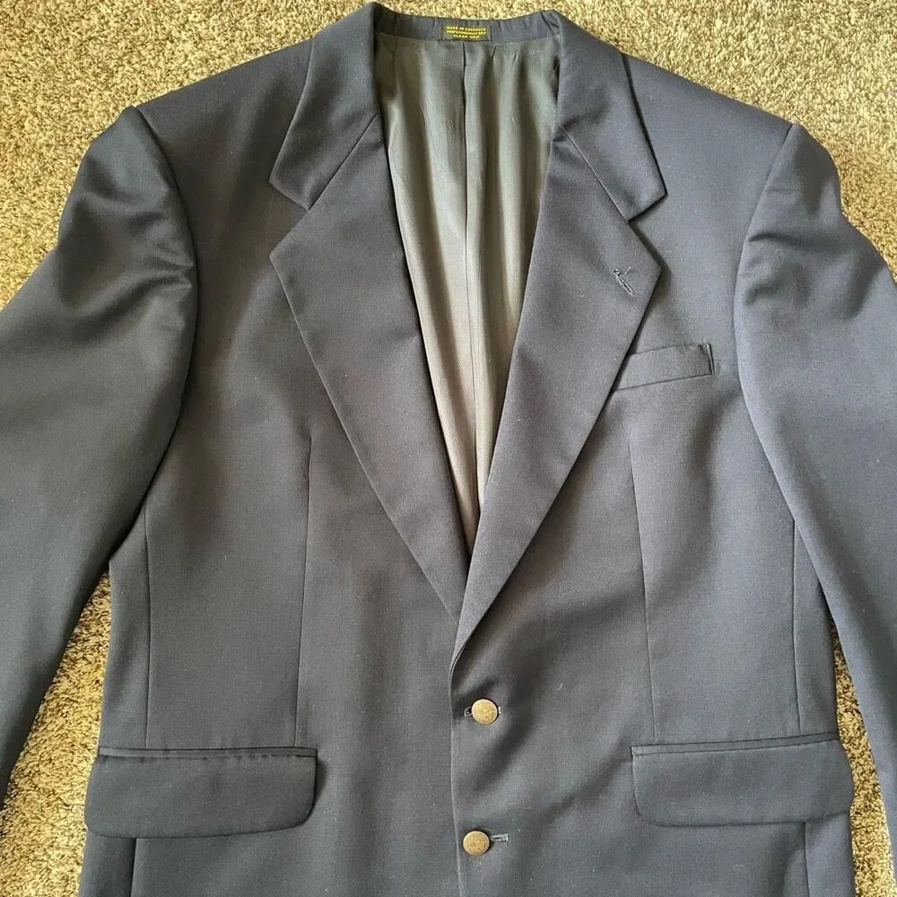 Oscar de la Renta navy blue two button suit jacket blazer men’s size 44R